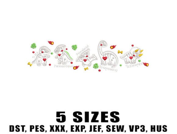 Dinosaur Valentine Line Embroidery Design Review