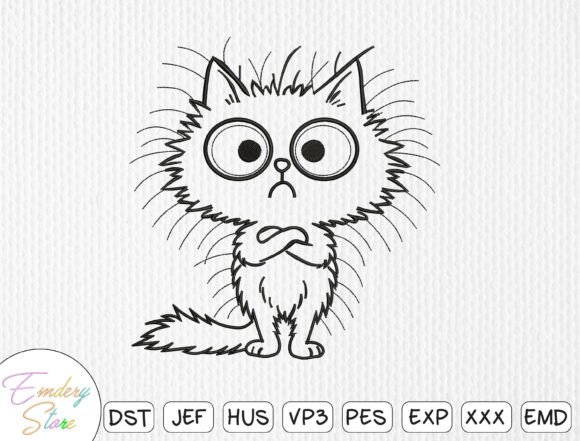 Funny Angry Cat Line Art Embroidery Review
