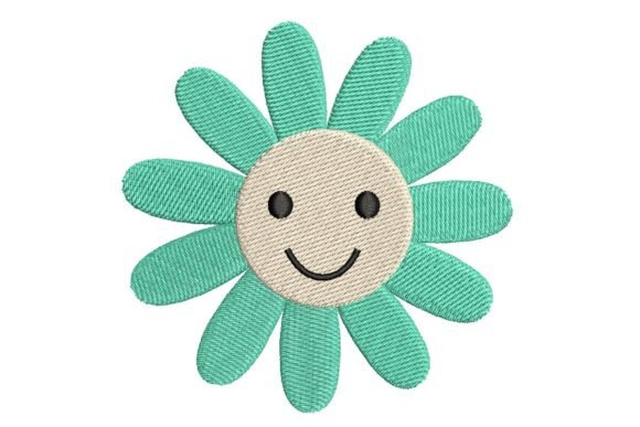 Review: Happy Teal Flower Face Embroidery Design