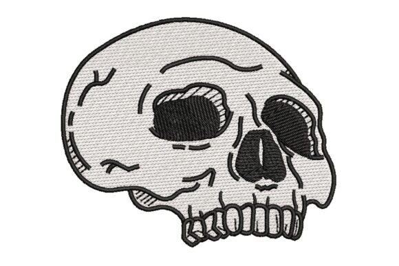 Review: Stylized Human Skull Outline Embroidery Design